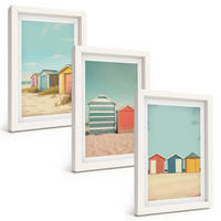 BILDER SET 3er Set - 20x30 cm Weißer Rahmen - Bunte Häuser, Strand, Sonne - Weiß, Kunststoff (20/30cm) - TULUP