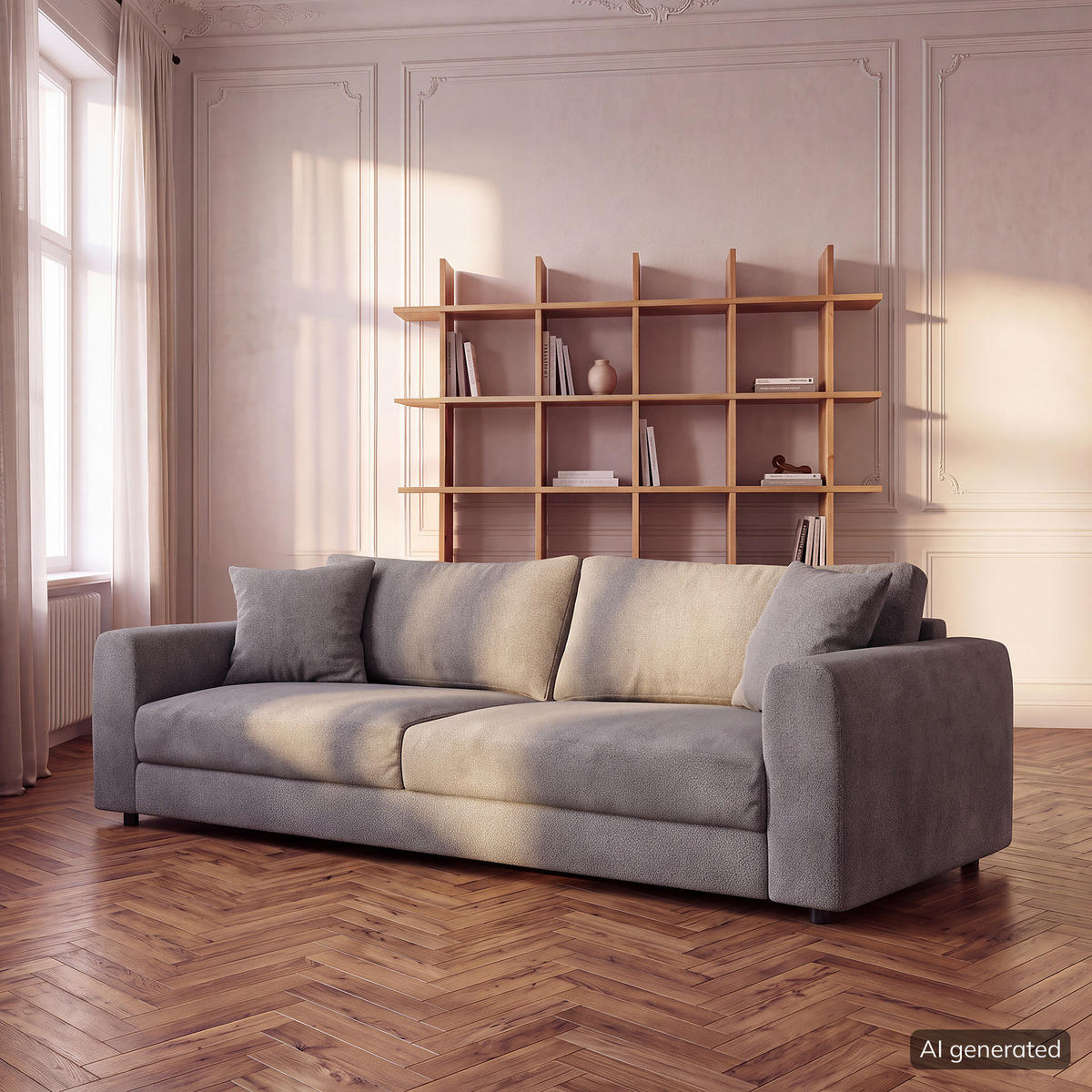 3-SITZER SOFA - Schwarz/Grau, Holz/Kunststoff (238/79/106cm) - home24