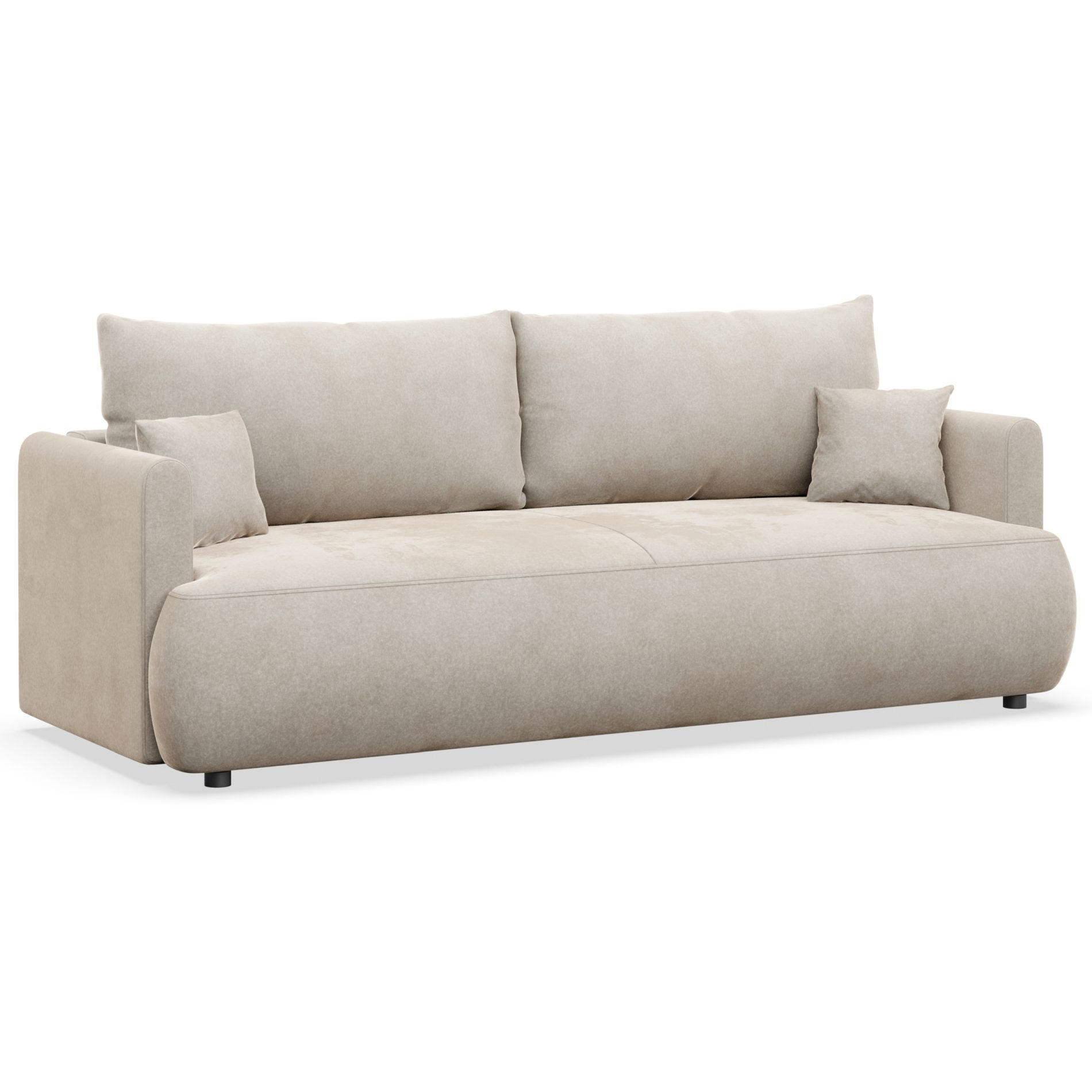 3-SITZER SOFA Ovo Mini Creme Velours Easy-Clean - Creme/Schwarz, Kunststoff/Textil (226/90/97cm) - Selsey