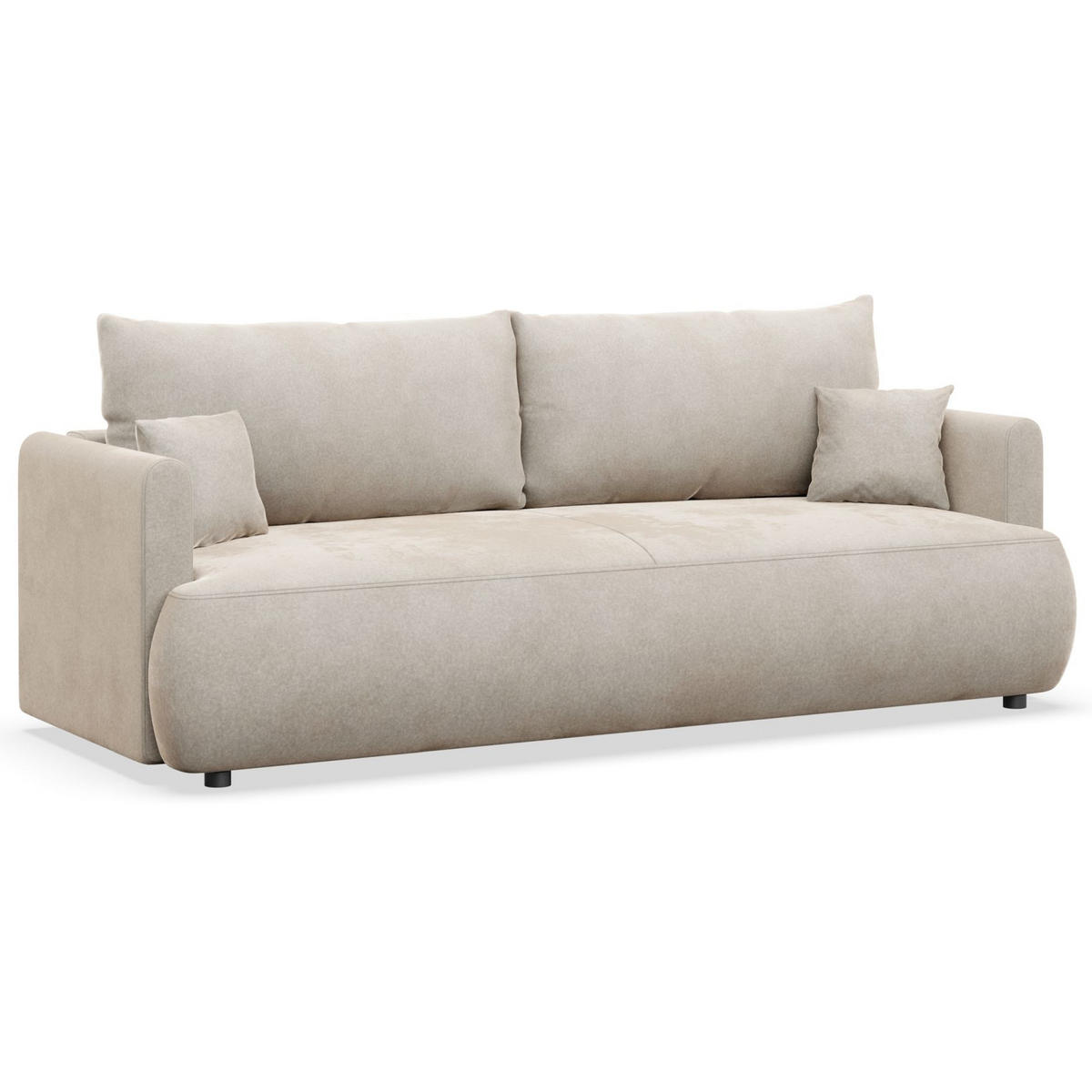 3-SITZER SOFA Ovo Mini Creme Velours Easy-Clean - Creme/Schwarz, Kunststoff/Textil (226/90/97cm) - Selsey