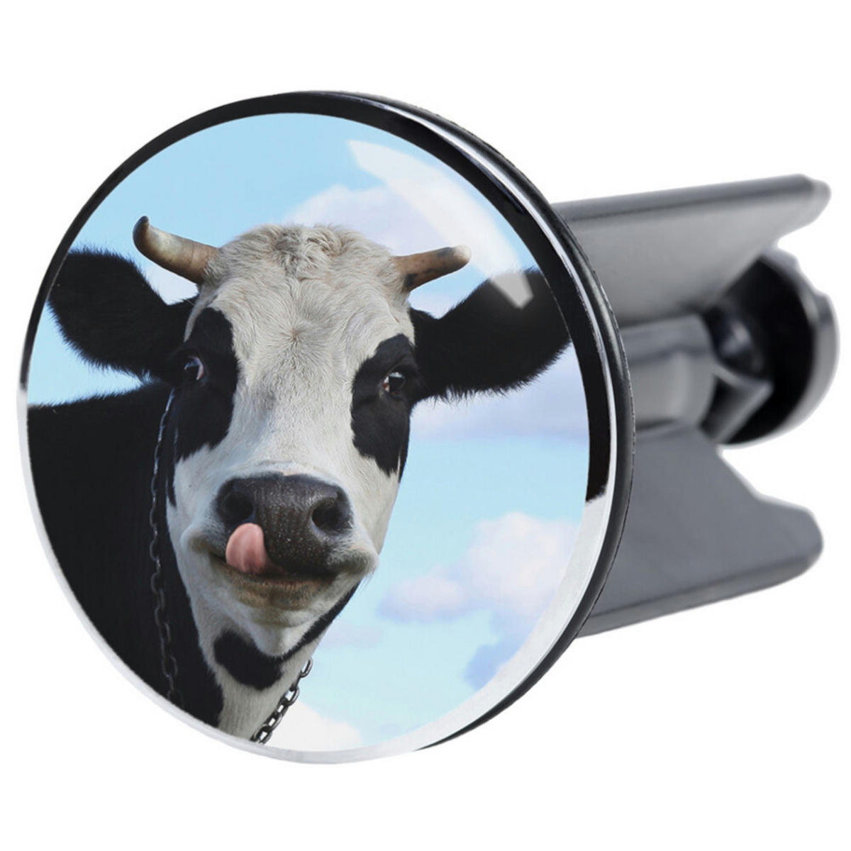 WASCHBECKENSTÖPSEL Kuh - Schwarz, Kunststoff/Metall (4/7/7cm) - Sanilo