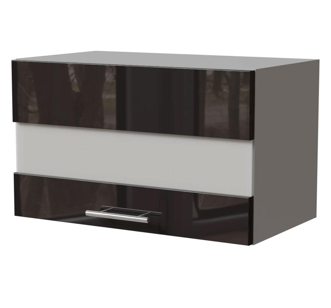 Feldmann-Wohnen Klapphängeschrank Schwarz Hochglanz, Grau 60x36x32.5 cm