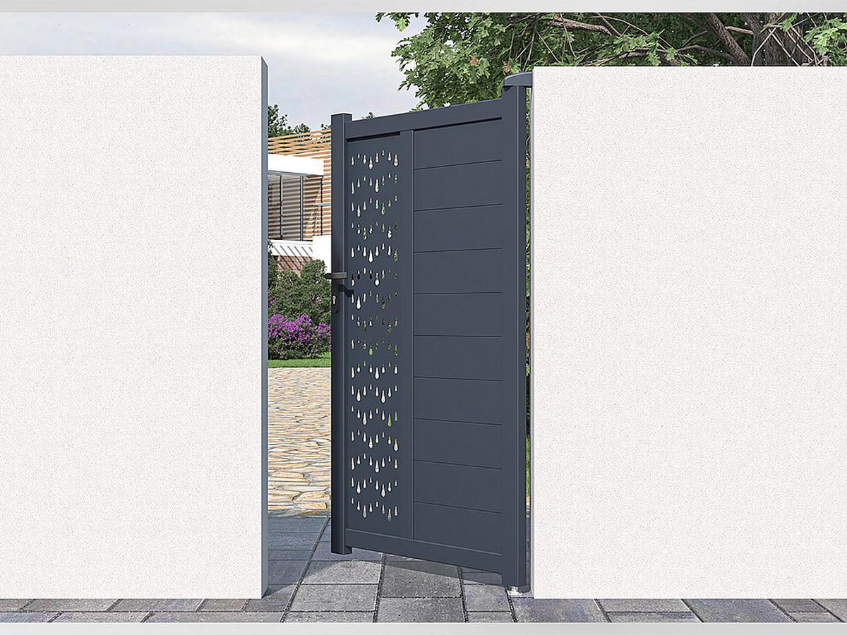 EINGANGSTOR - 100cm x 4.6cm - Aluminium - anthrazitgrau - GREGOR - Anthrazit, Metall (100/176cm) - Vente-Unique