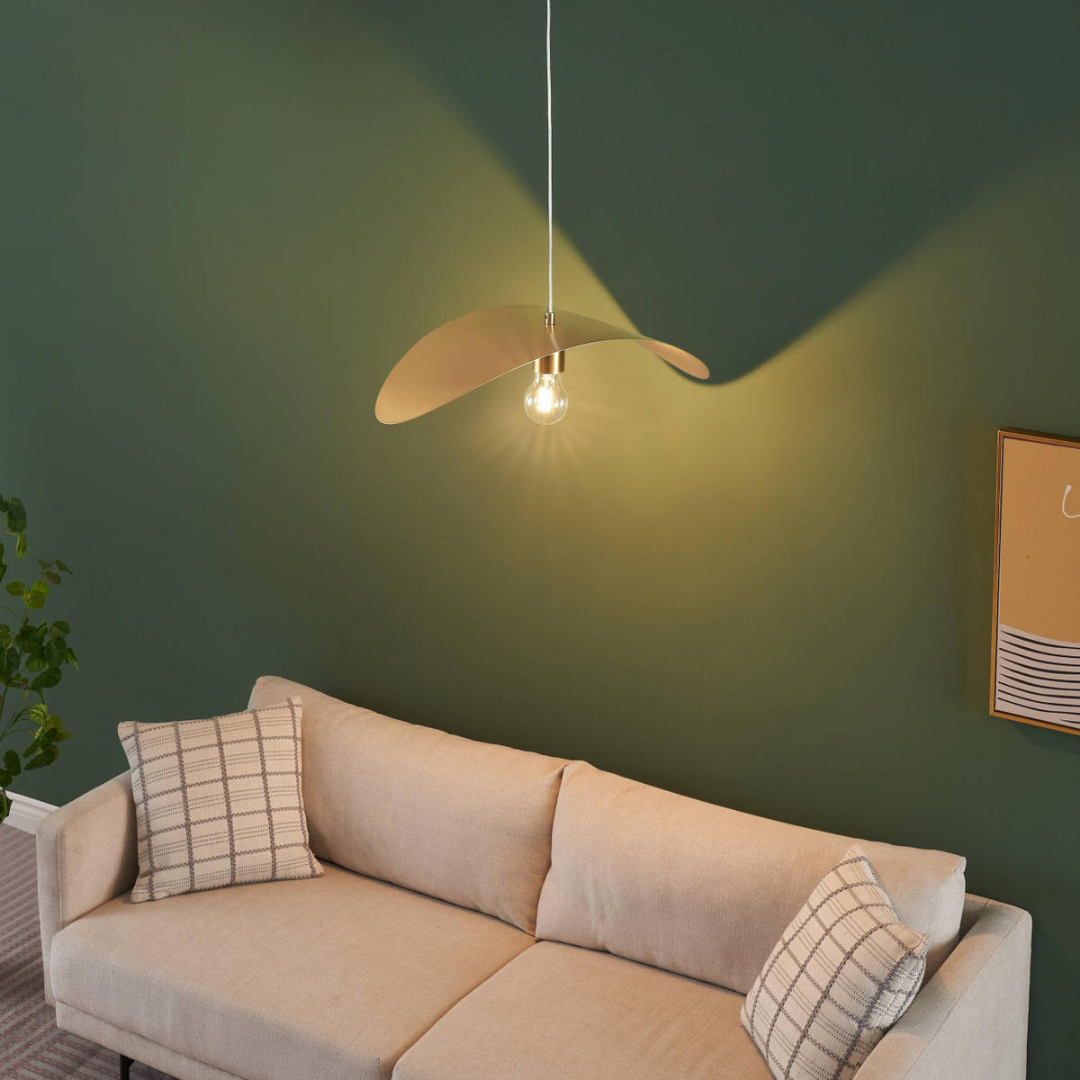 HÄNGELEUCHTE Piuma, Gold, 45cm - Goldfarben, Metall (45/23/15.5cm) - KOSILUM