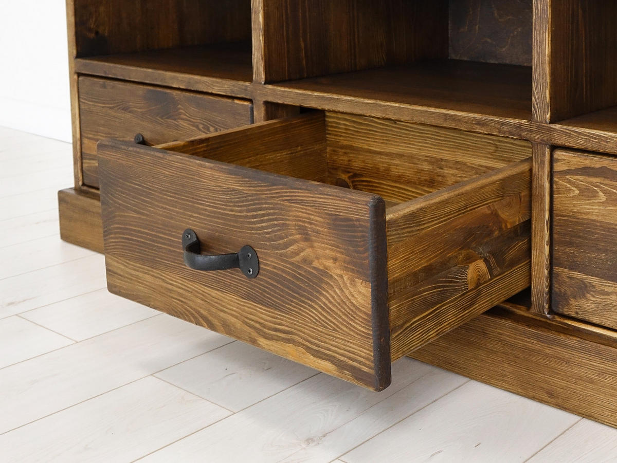TV-SCHRANK aus Massivholz Rustyk 1 - Dunkelbraun/Schwarz, Holz (152/56/45cm) - Seart