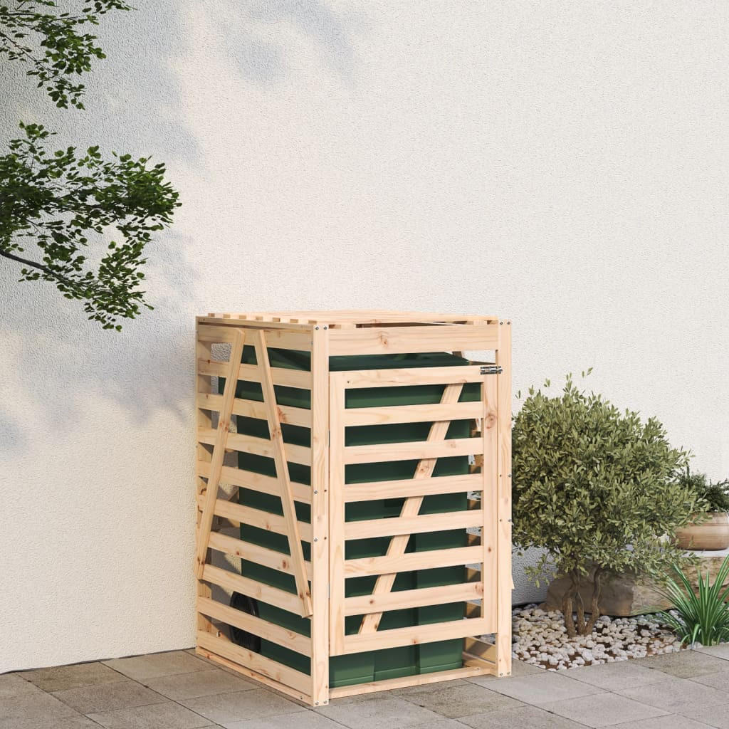1ER Mülltonnenbox Kiefernholz BOUMI | 84x90x128,5cm Natur | Für 1 Tonne - Naturfarben, Holz (84/128.5/90cm) - DELUKE