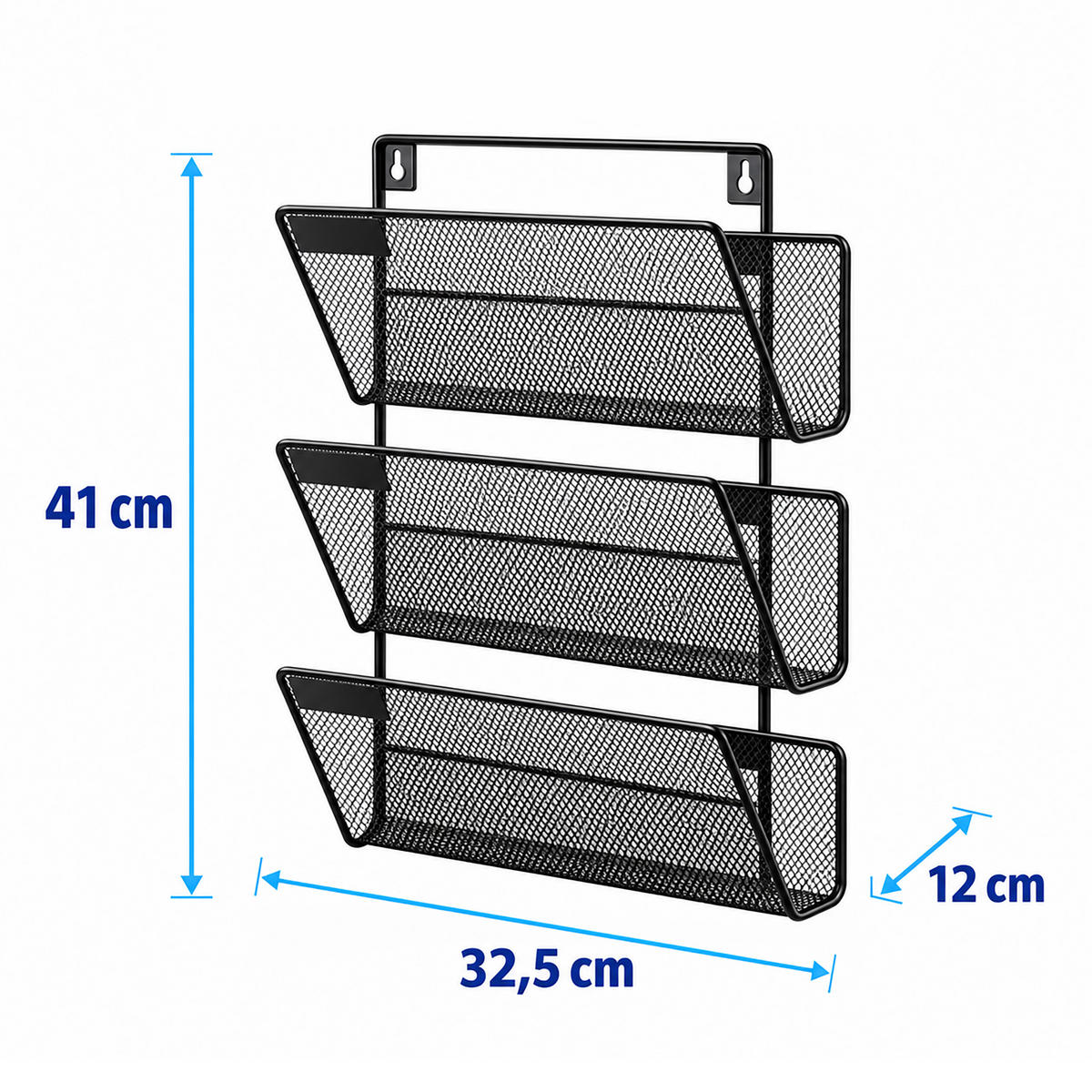 ZEITSCHRIFTENHALTER Schwarz Metall Wandmontage - Schwarz, Metall (32.5/41/12cm) - Relaxdays