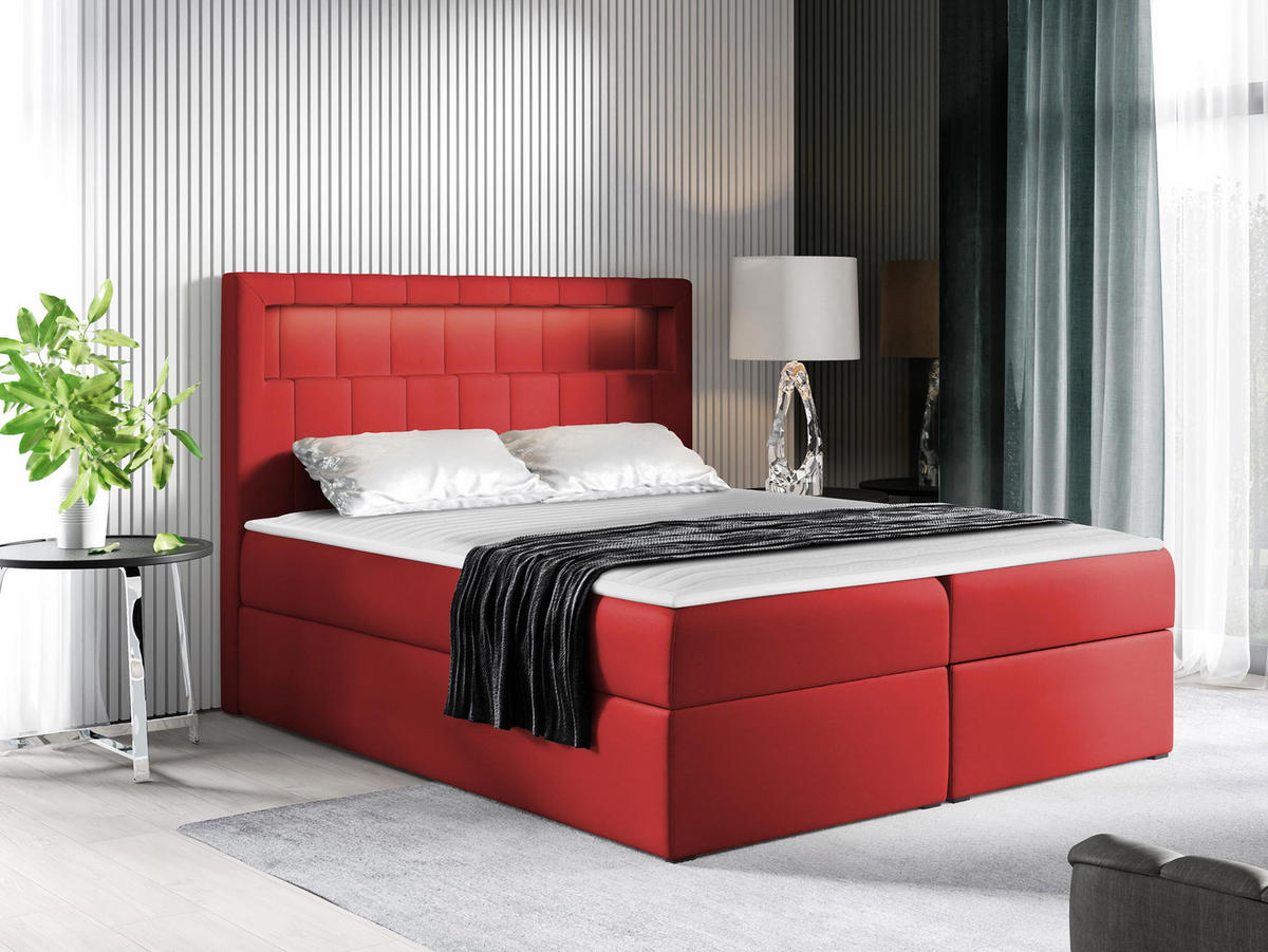 BOXBETT Aspen - Rot, Holz/Textil (140/200cm) - MIRJAN24