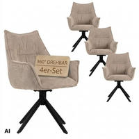 ESSZIMMERSTUHL Ginosa drehbar 4er-Set - Beige/Schwarz, Textil/Metall (62/90/66cm) - Mr. Deko