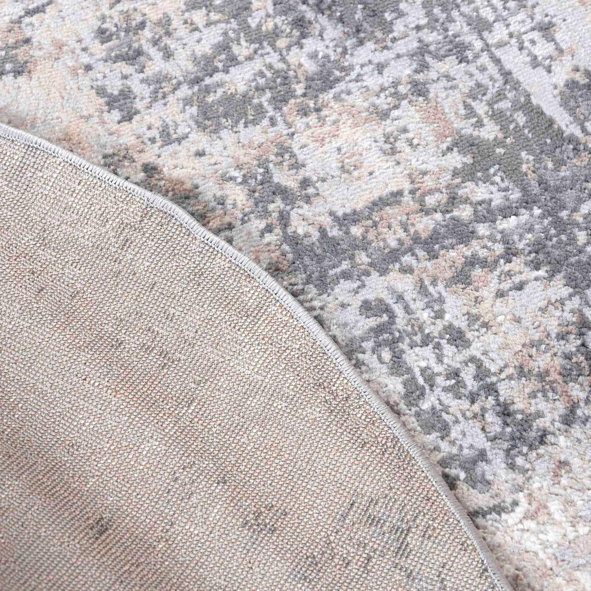 TEPPICH Grau Rund Abstrakt Kurzflor - 120 x 120 cm - Hellgrau, Textil (120/120cm) - Mazovia