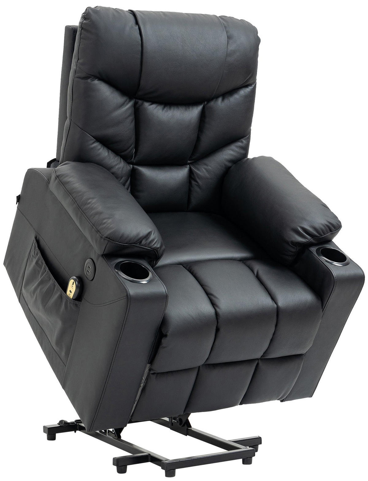 SESSEL Echtleder schwarz - Schwarz, Leder/Metall (84/104/95cm) - CLP