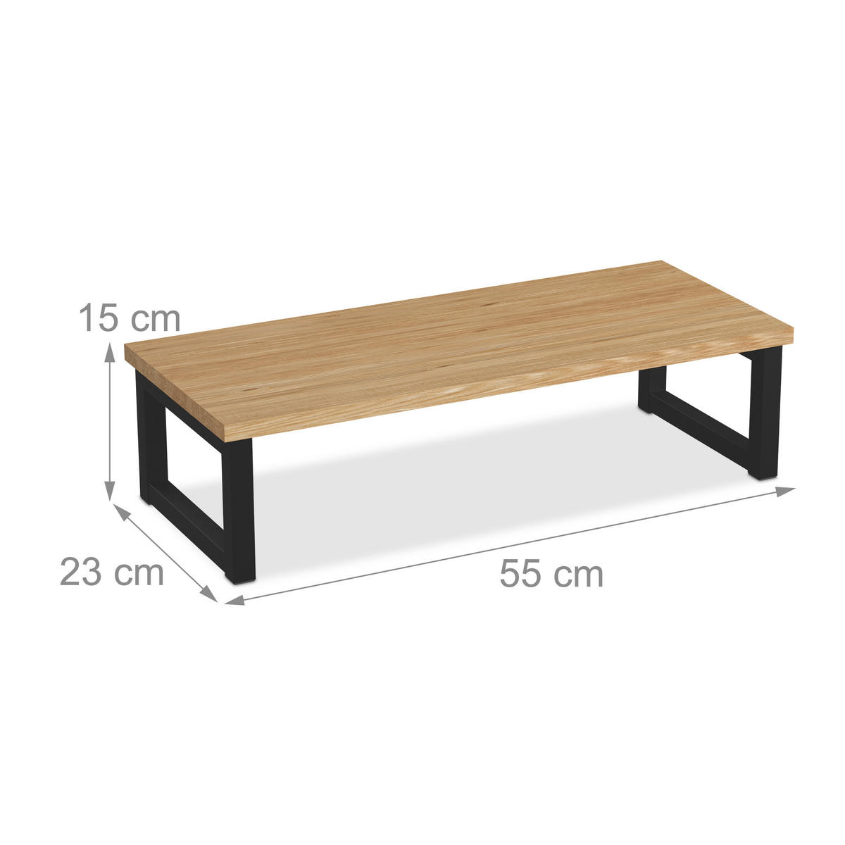 MONITORSTÄNDER Natur Schwarz Eisen - Multicolor, Holzwerkstoff/Metall (23/55/15cm) - Relaxdays