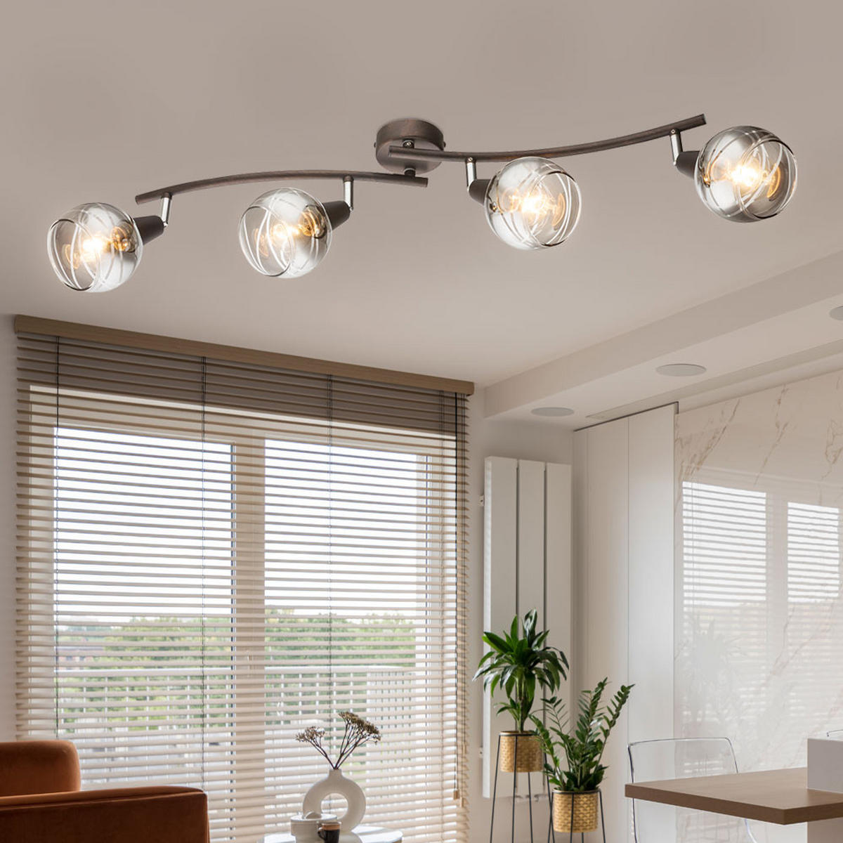 LED DECKENLEUCHTE ISLA Bronze Glas - Bronzefarben, Glas (70/31.5/21cm)