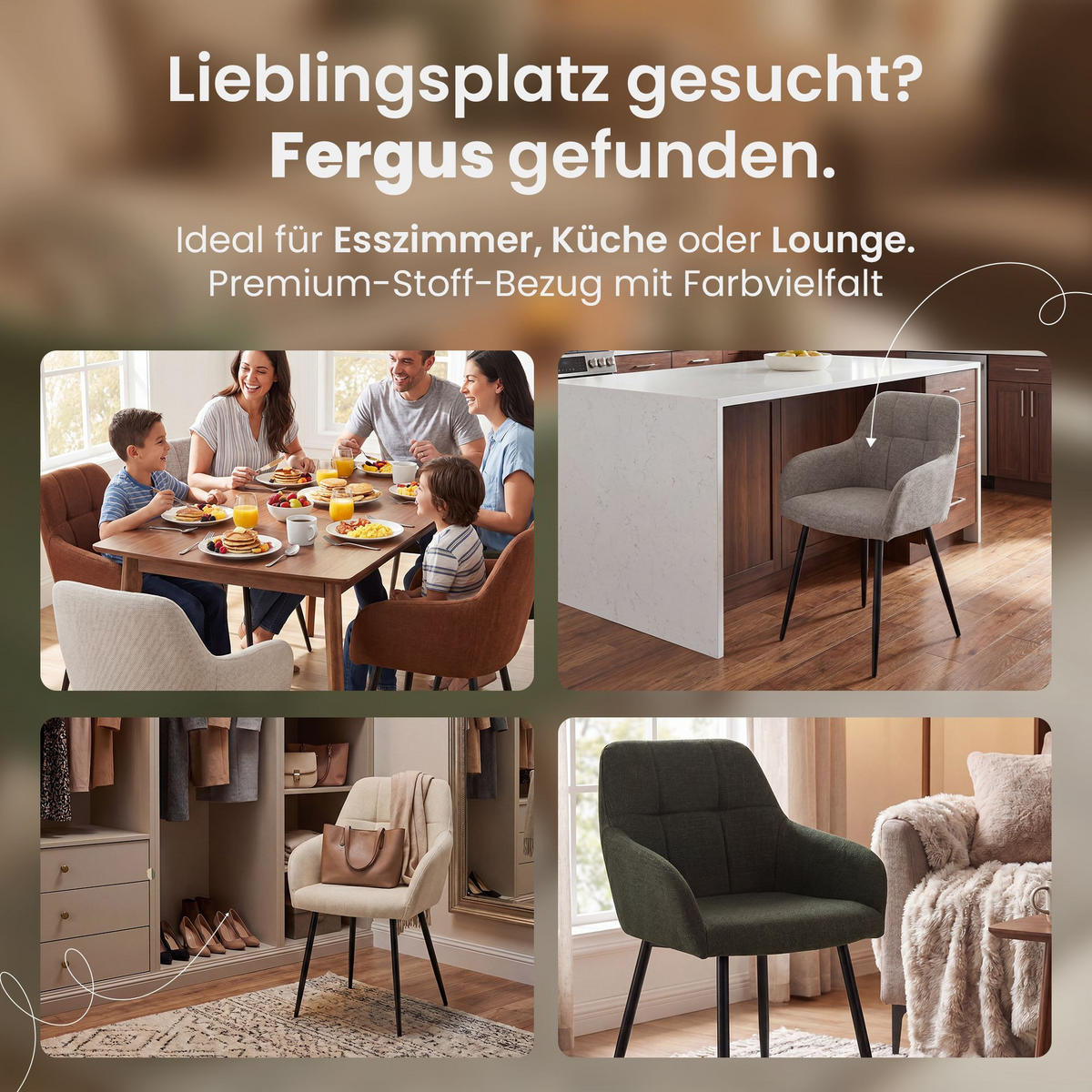 ESSZIMMERSTUHL Stoff Grün - Schwarz/Grün, Textil/Metall (57/85/60cm) - CLP
