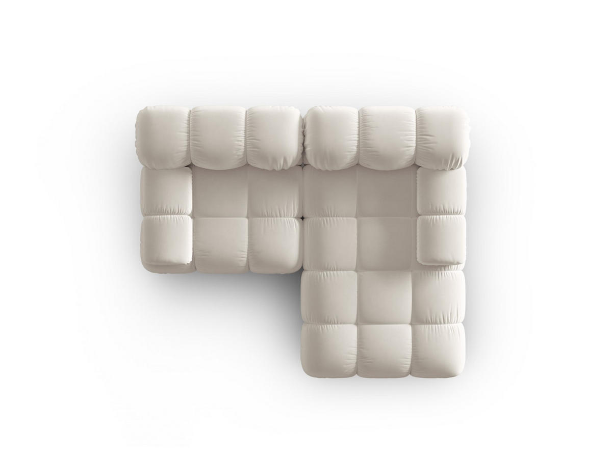 MODULARES-ECKSOFA rechts Bellis aus Samt leichtes beige 3 Sitzplätze - Creme, Textil (157/191cm) - Micadoni