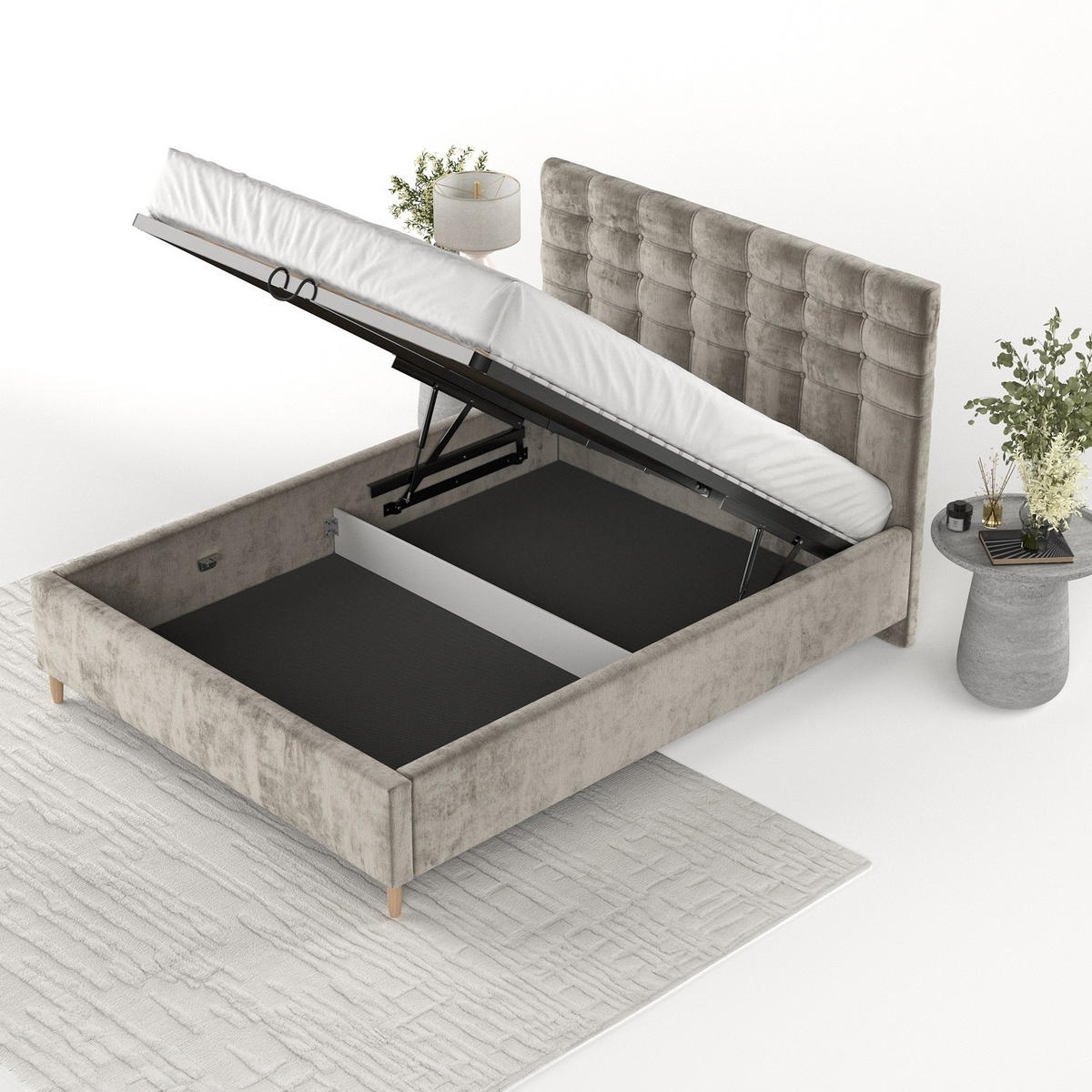 POLSTERBETT Soma 120/200 cm Beige im Lotta Stoff - Beige/Naturfarben, Holz/Holzwerkstoff (120/200cm) - AltaBeds