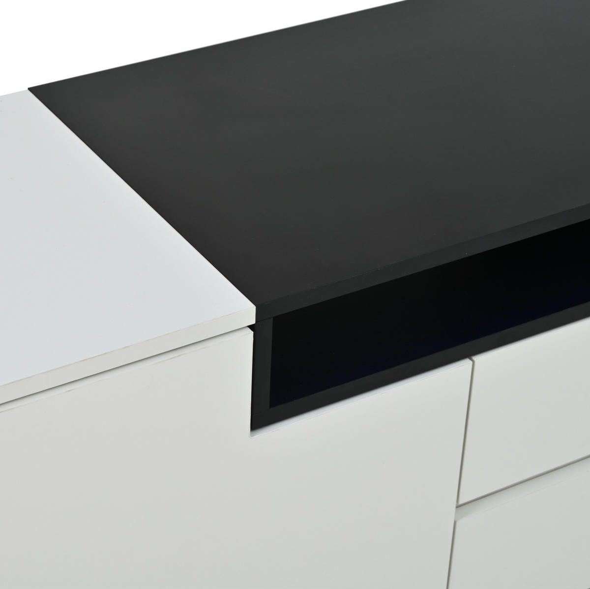 SIDEBOARD 140/40/68 cm Weiß/Schwarz aus Spanplatte mit LED-Beleuchtung - Weiß, Holzwerkstoff (40/68/140cm) - OKMYHOME