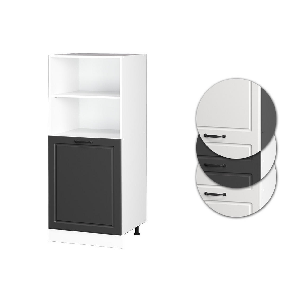 HERDUMBAUSCHRANK R-Line Anthrazit Landhaus 60 cm - Dunkelgrau/Anthrazit, Holzwerkstoff (60/143/57cm) - Vicco