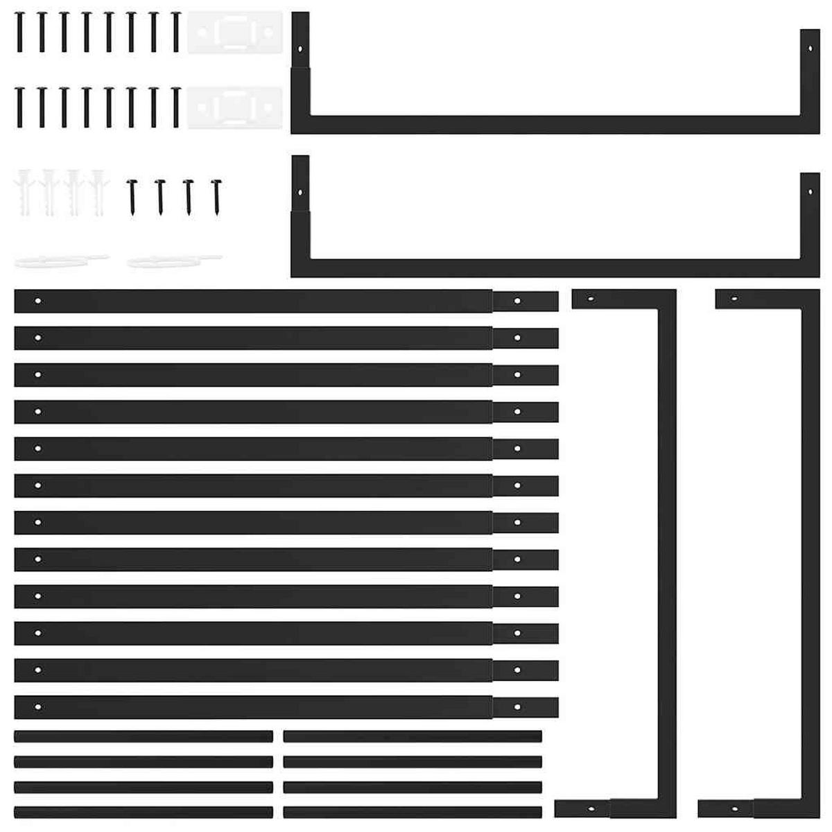 BRENNHOLZREGAL Mattschwarz 80/28/222 Cm Stahl - Schwarz, Metall (28/222/80cm) - vidaXL