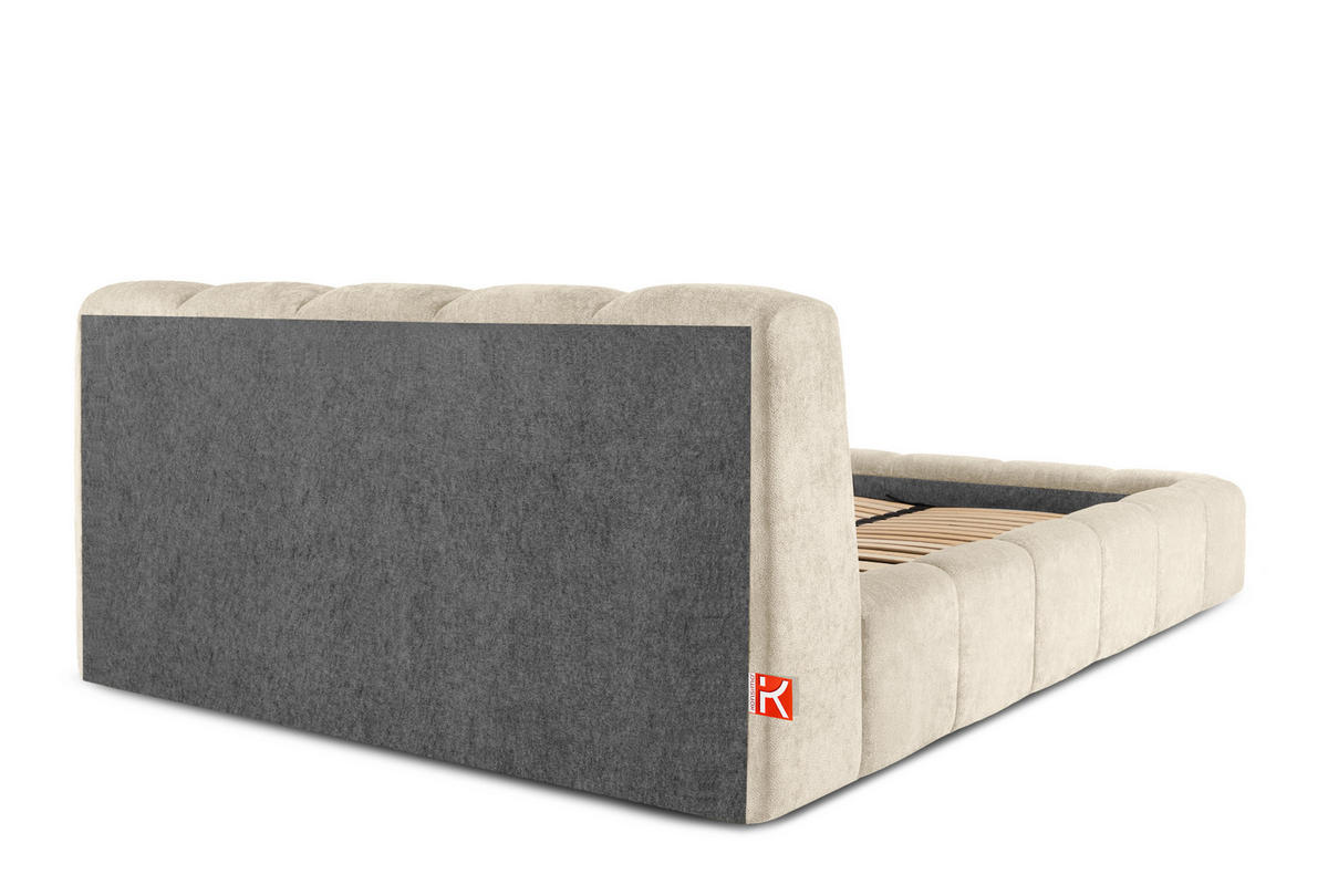 POLSTERBETT OLMIRA - Ecru/Schwarz, Holz/Holzwerkstoff (162/203cm) - KONSIMO®
