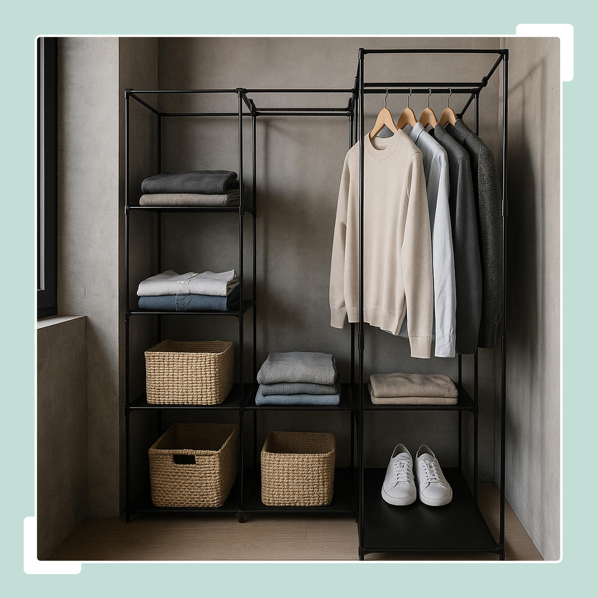 ECKSCHRANK - Schwarz, Kunststoff/Textil (130/170/86cm) - Relaxdays