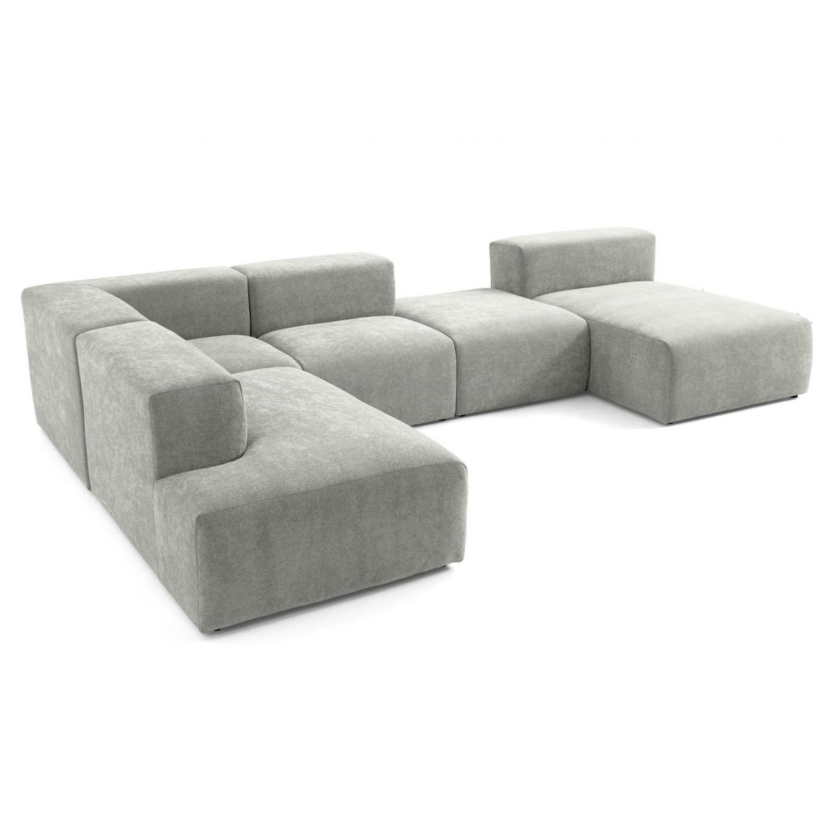 5-SITZER modulares Wohnlandschaft U XXL HEAVEN SET 6 Links, Breite 375 cm Webstoff Grau - Schwarz/Grau, Holz/Kunststoff (375/73/245cm) - Muffo