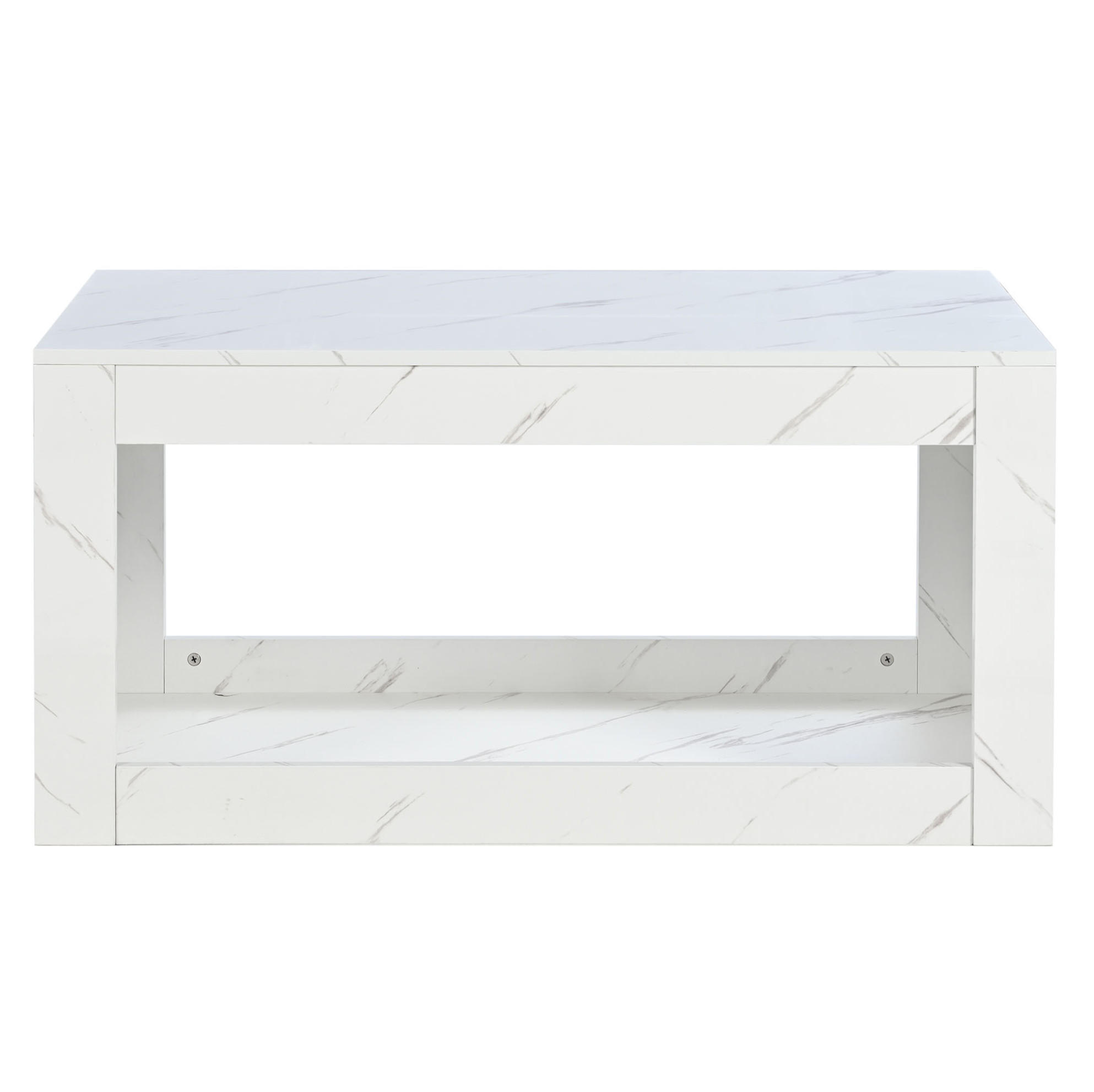 KLUB stolić 100/50/50 cm bijeli od iverice s LED rasvjetom i otvorenim prostorom za odlaganje - bijela, drvni materijal (100/50/50cm) - OKWISH