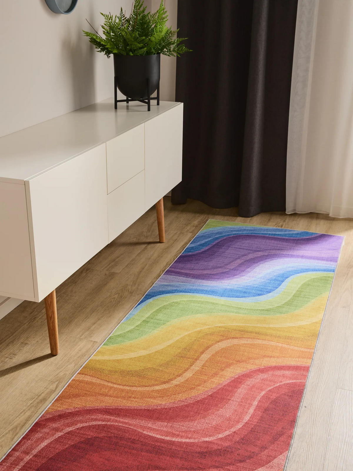 LÄUFER George waschbar 80x240 cm - Lila/Multicolor, Kunststoff (80/240cm) - benuta