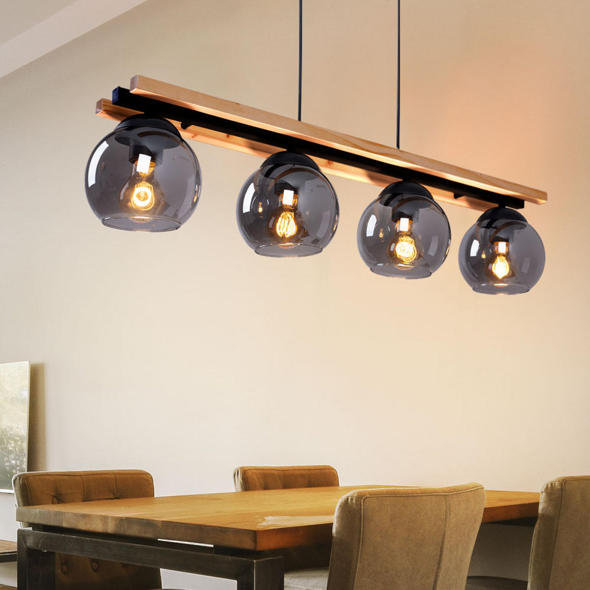 LED HÄNGELEUCHTE CONNI Holz Braun - Braun, Holz (85/15/120cm) - Globo Lighting