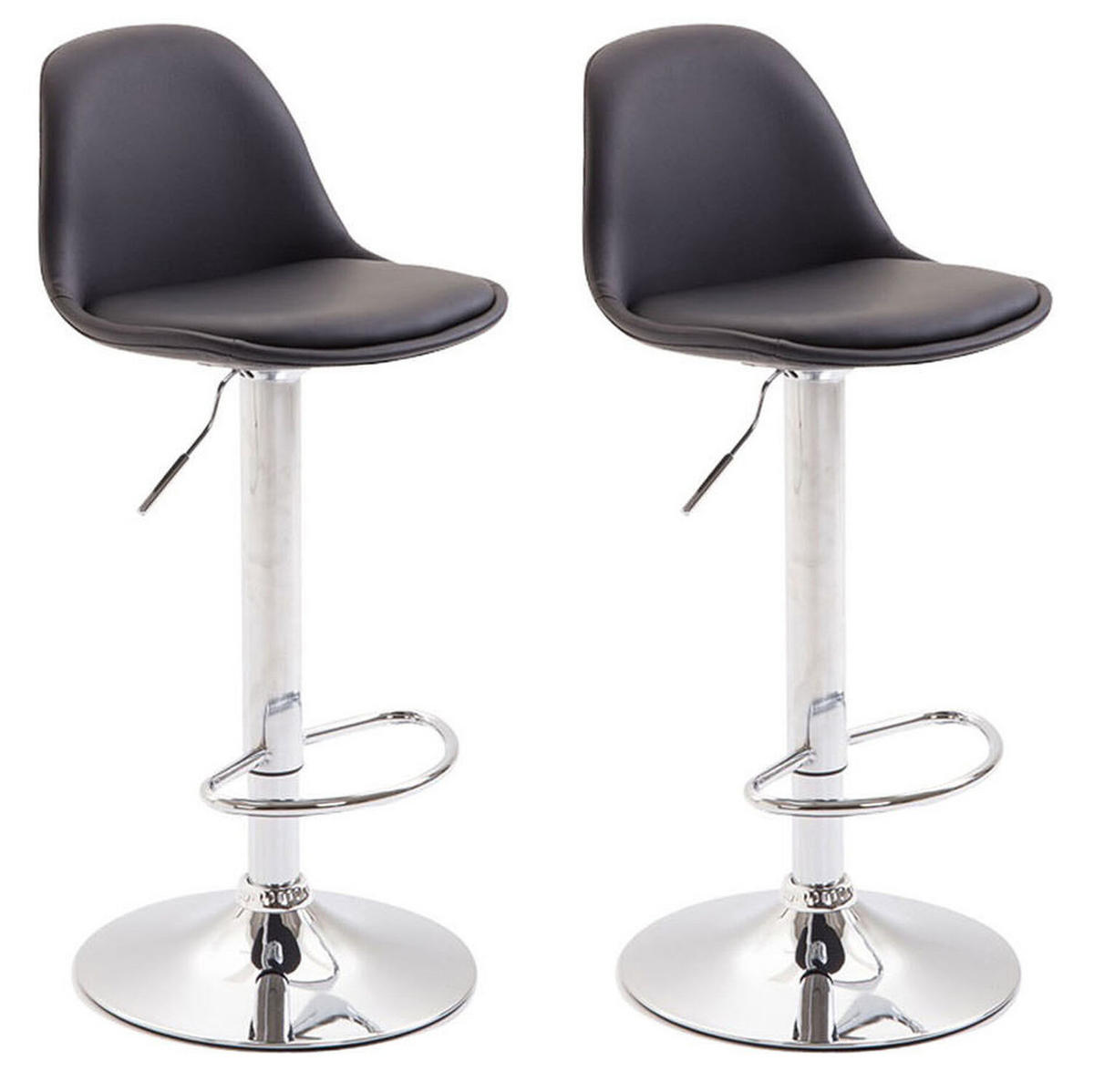 BARHOCKER Kilian, 2er Set, Gestell Metall in Chromoptik, Vollgepolstert, Kunstleder Schwarz - Chromfarben/Schwarz, Kunststoff/Textil (39/100/43cm) - TPFLiving