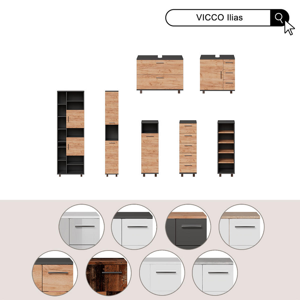 BADSCHRANK Ilias Weiß 60 x 190 cm - Weiß, Holzwerkstoff (60/190/30cm) - Vicco