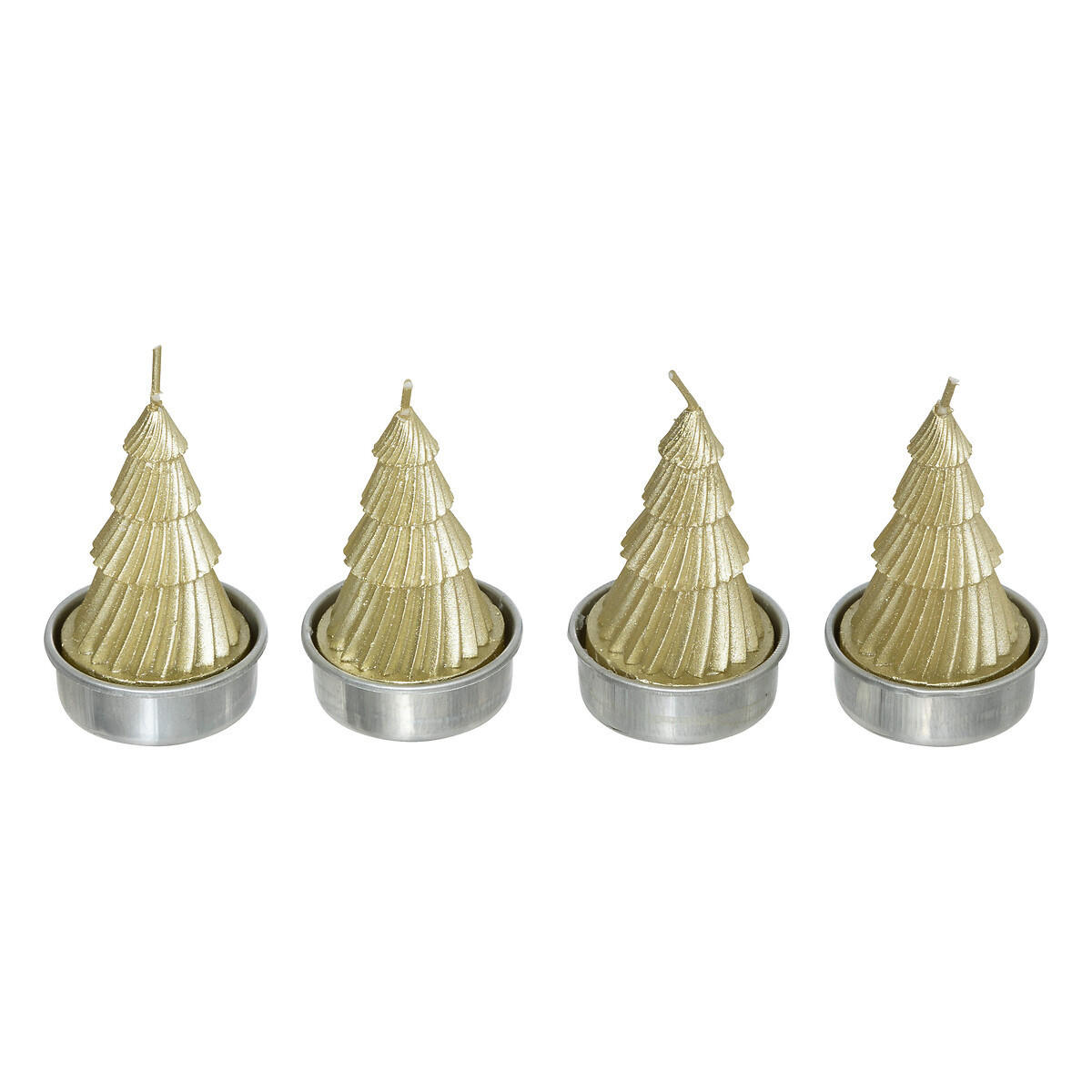 TEELICHTKERZEN Weihnachtsbaum 4er-Set - Goldfarben, Paraffin (3.7/6.7/3.7cm) - Atmosphera Createur d´interieur