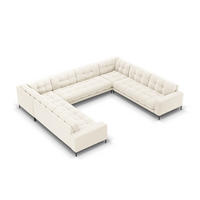 PANORAMASOFA Mamaia aus Samt leichtes beige 9 Sitzplätze - Creme, Textil (256/75/337cm) - Micadoni