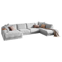 WOHNLANDSCHAFT MADELINE Hellgrau Cord - Hellgrau/Schwarz, Kunststoff/Textil (425/86/224cm) - KAWOLA