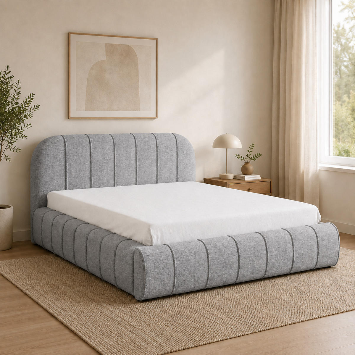 POLSTERBETT mit Stauraum 200x200 cm in Silbergrau - Silberfarben, Textil (200/200cm) - Home Collective
