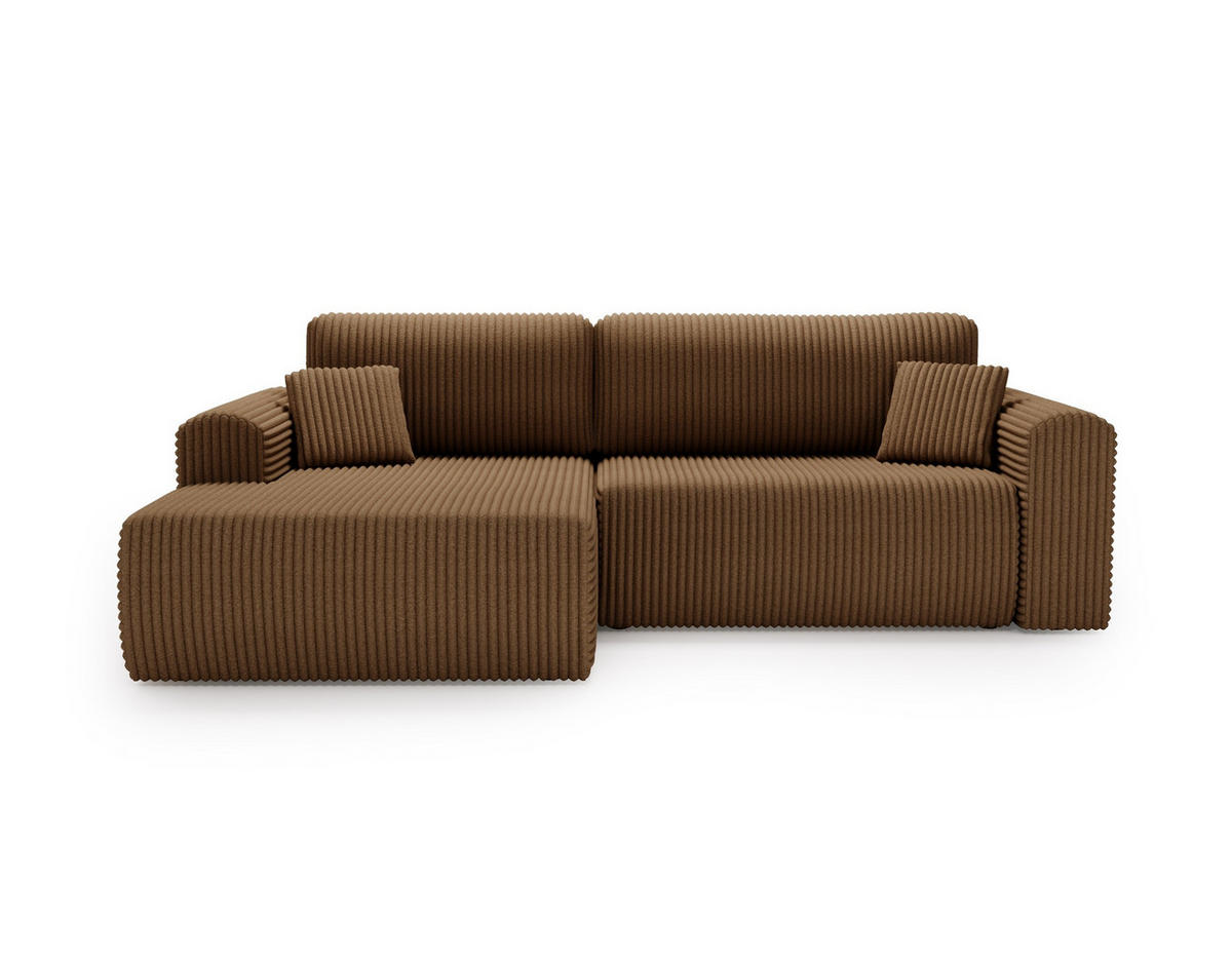 ECKSOFA Linea Beige, Sofa mit Schlaffunktion, linke seite - Beige, Holzwerkstoff/Textil (257/177cm) - Bettso