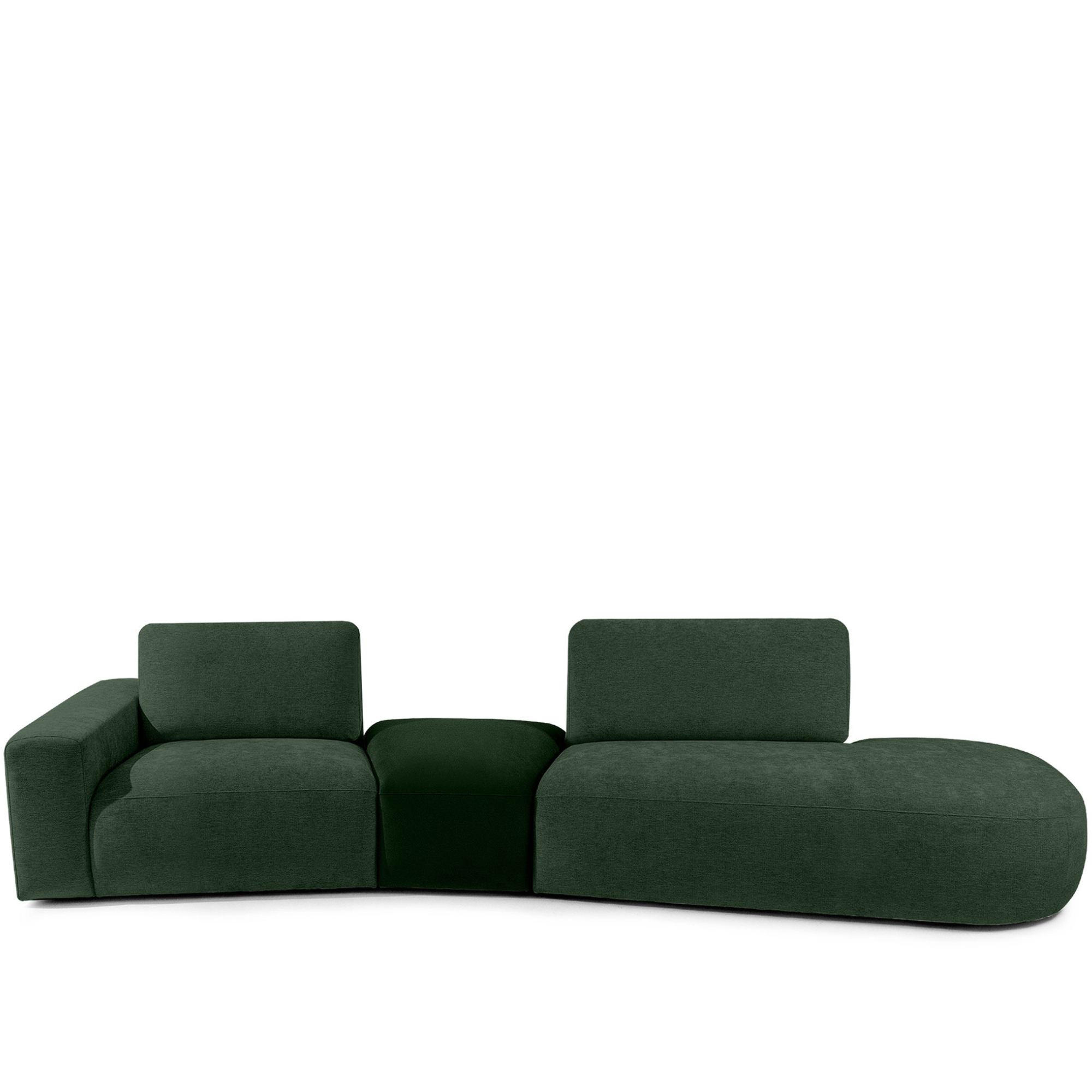 4-SITZER ECKSOFA ZUCCO Chenille rechts, Dunkelgrün - Dunkelgrün, Textil (350/84/105cm) - KONSIMO®