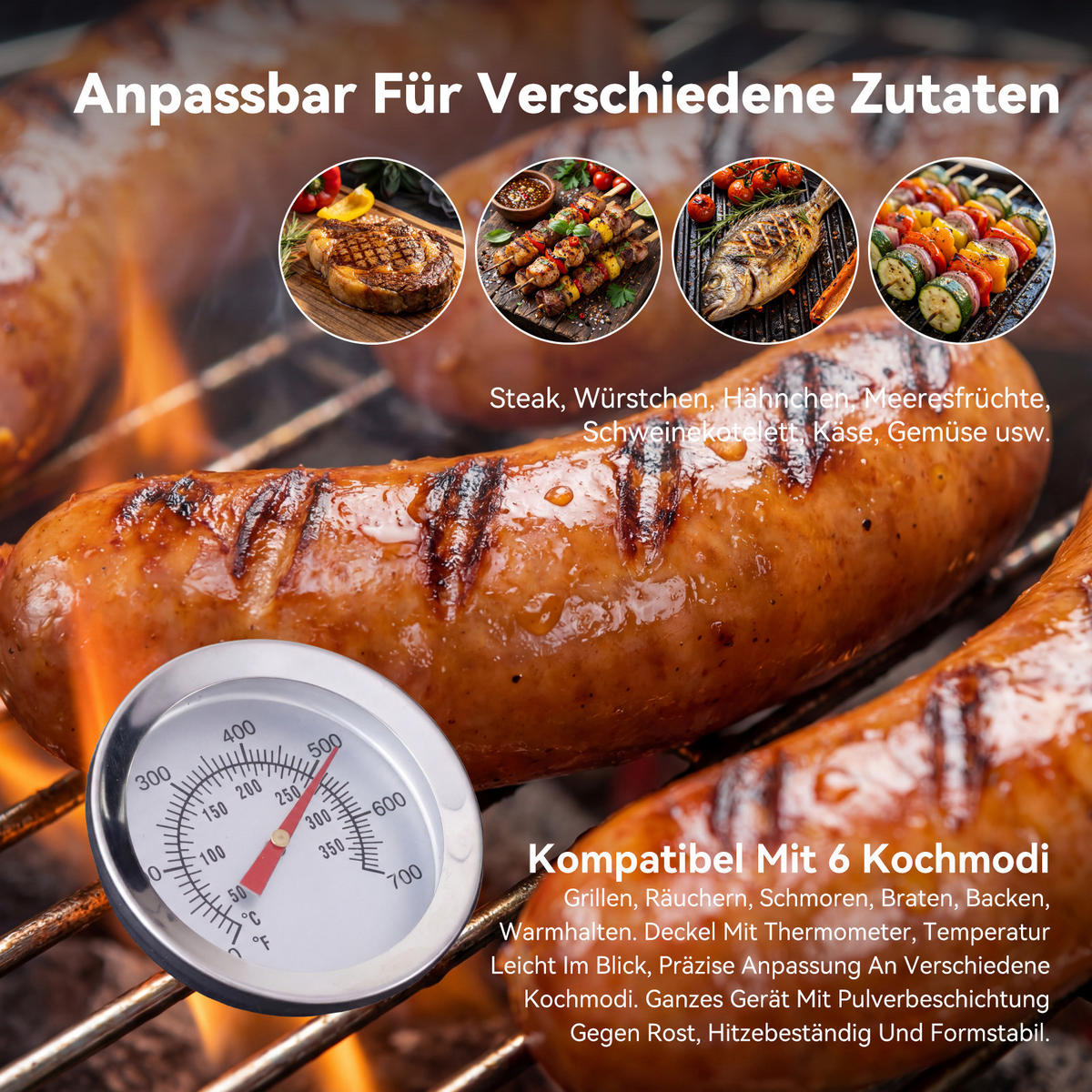 HOLZKOHLEGRILL - Schwarz, Metall (44/106/107cm) - HOMAVO