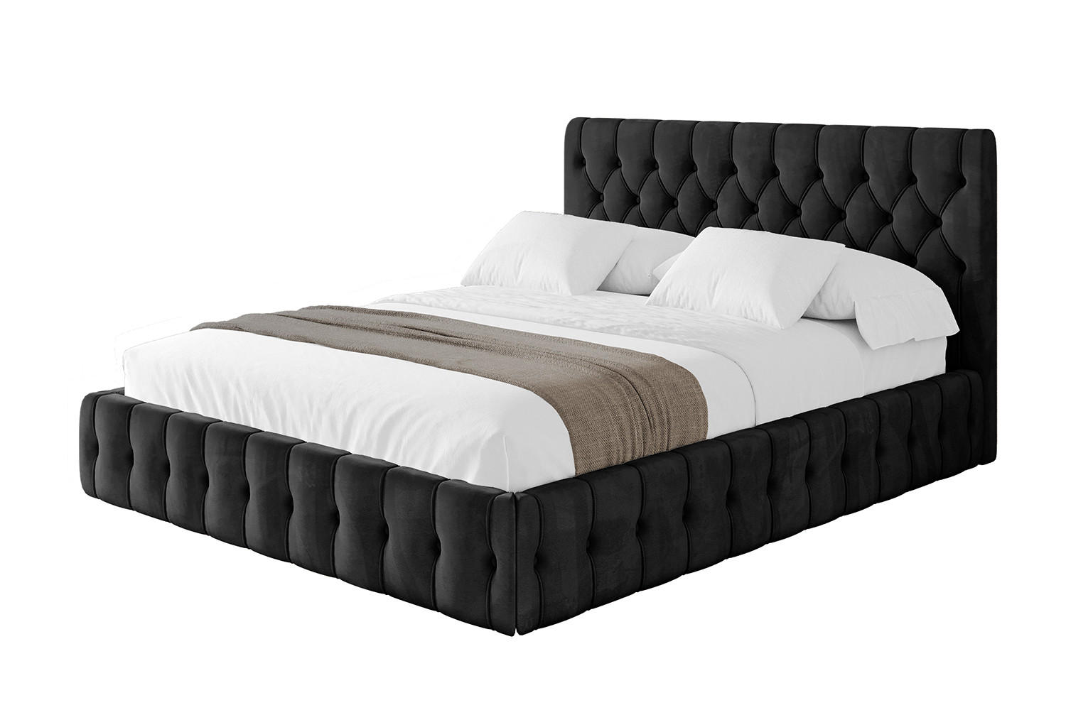 POLSTERBETT mit Bettkasten und Lattenrost, Bett mit Matratze H3/H4 - LARO 140x200 Schwarz - Schwarz, Holzwerkstoff/Textil (140/200cm) - ALTDECOR