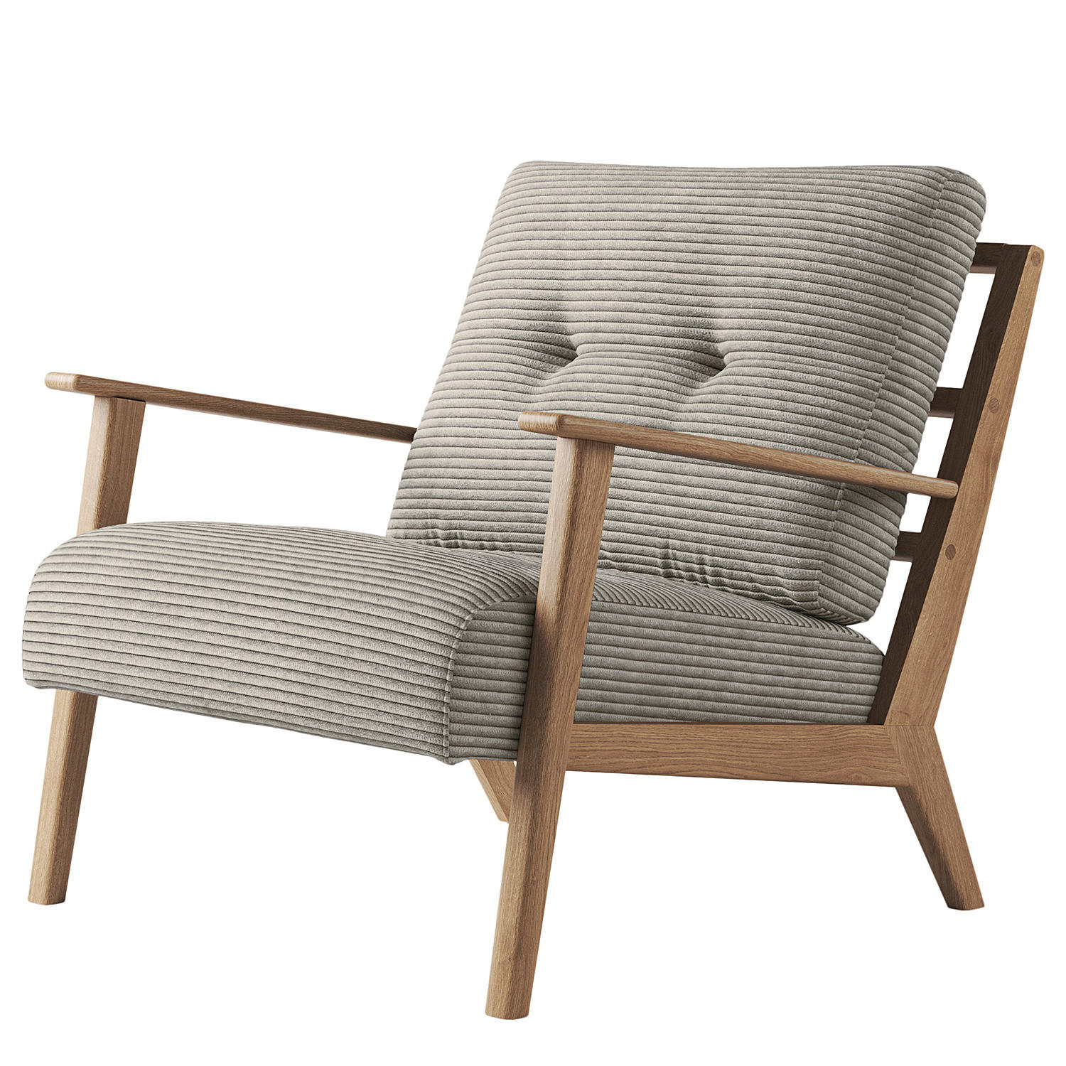 SESSEL - Eichefarben/Graubraun, Eichenholz/Textil (83/80/75cm) - home24