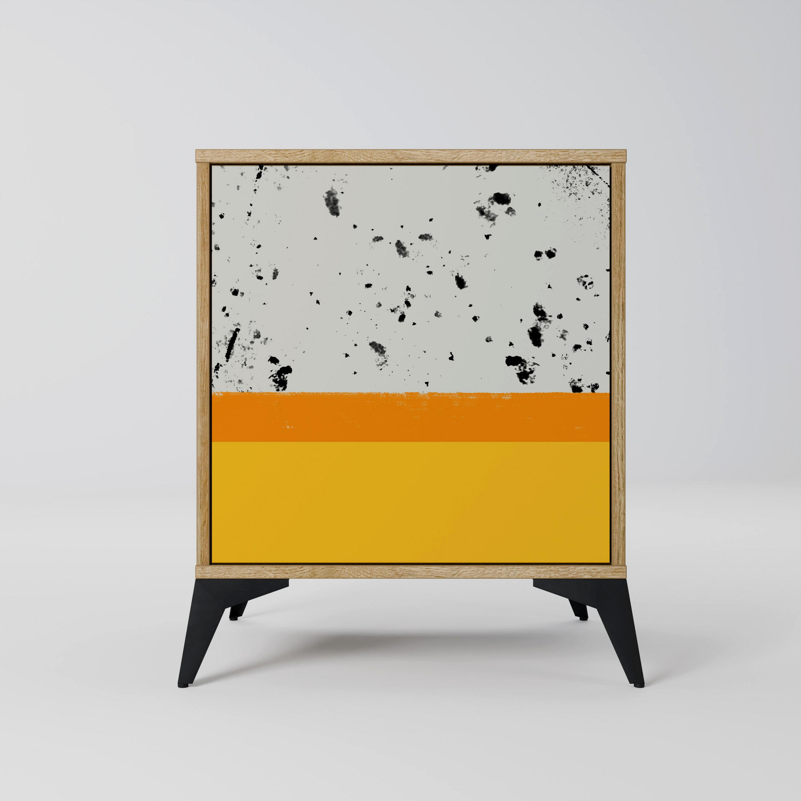 SIDEBOARD DYED BY ORANGE, Eichefarben, 57,5x42x70,5 cm, Schwarze Metall-Sternfüße - Eichefarben/Multicolor, Holzwerkstoff/Metall (57.5/70.5/42cm) - SpaceRebels