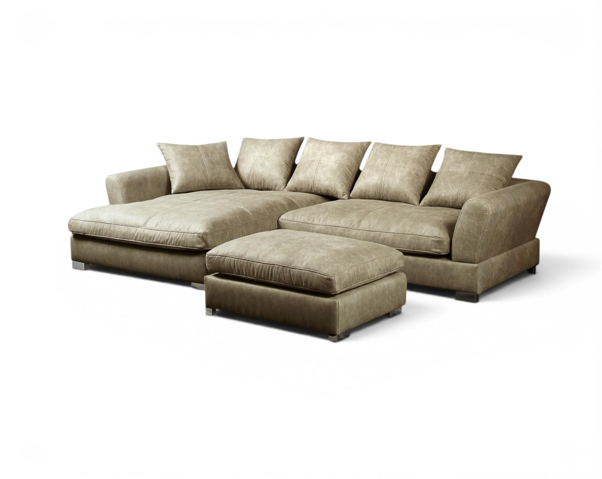 ECKSOFA Tizian Inkl. Hocker - Beige, Holzwerkstoff/Textil (182/290cm) - Fun Möbel