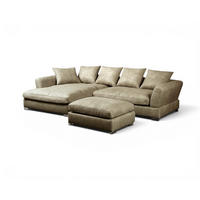 ECKSOFA Tizian Inkl. Hocker - Beige, Holzwerkstoff/Textil (182/290cm) - Fun Möbel