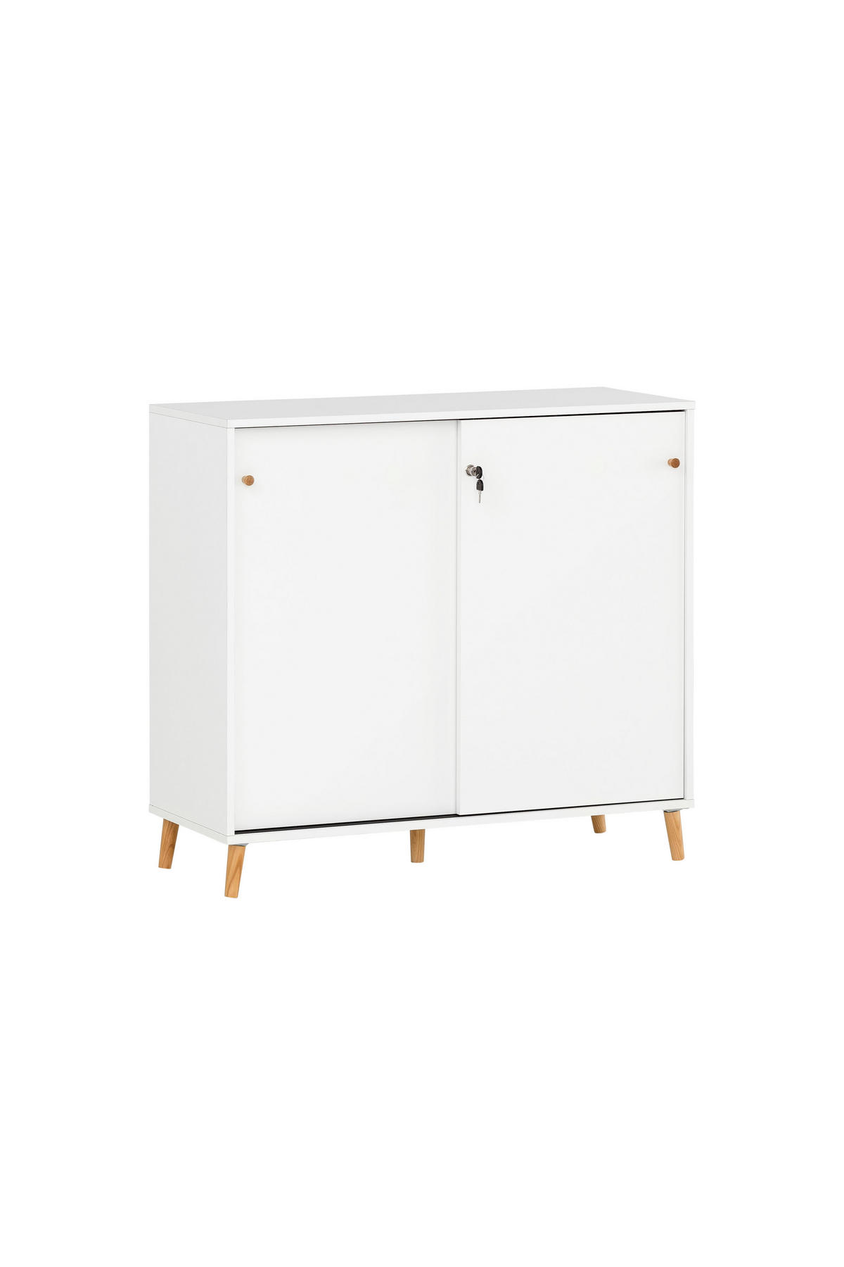 AKTENSCHRANK Jaguar Large 92,6x100x41 cm 2 Fächern & 2 abschließbare Schiebetüren Weiß - Weiß, Holz (100/92.6/41cm) - PROREGAL