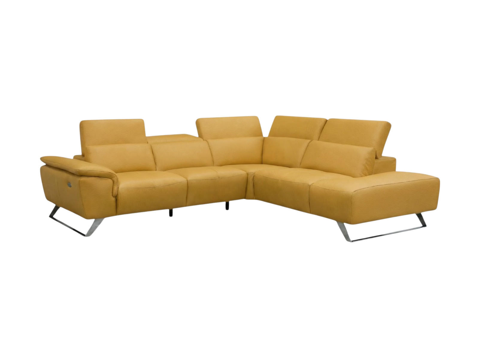 ECKSOFA Predator Echtleder Senfgelb - Gelb, Leder/Metall (270/230cm)