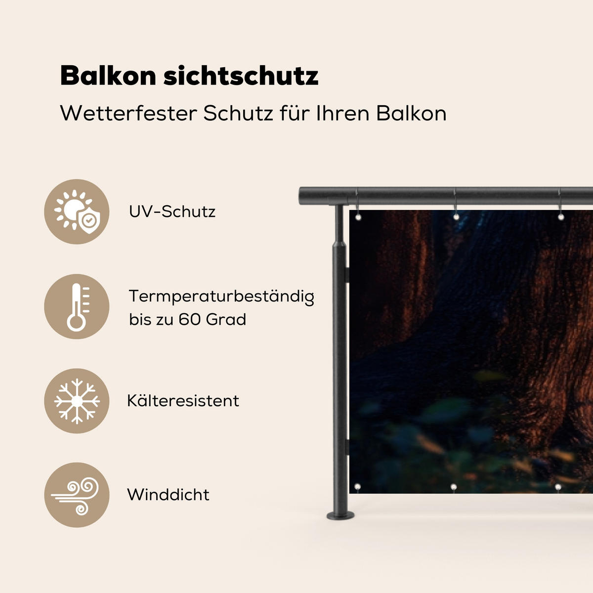 BALKON-SICHTSCHUTZ Lagerfeuer - See - Abendlicht - Dunkelblau, Kunststoff (500/75cm) - MuchoWow