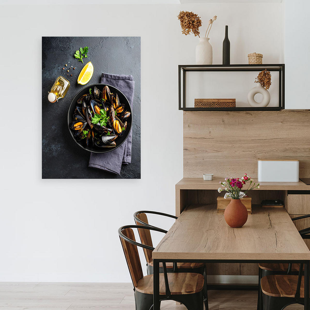 LEINWANDBILD Meeresfrüchte Muscheln 70x100cm - Grau, Textil (70/100cm) - Feeby