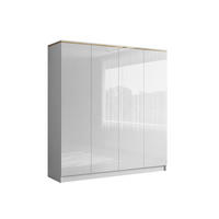 KLEIDERSCHRANK AURORA 4D - Weiß Hochglanz/Weiß, Holzwerkstoff (200/213/57cm) - Lookway