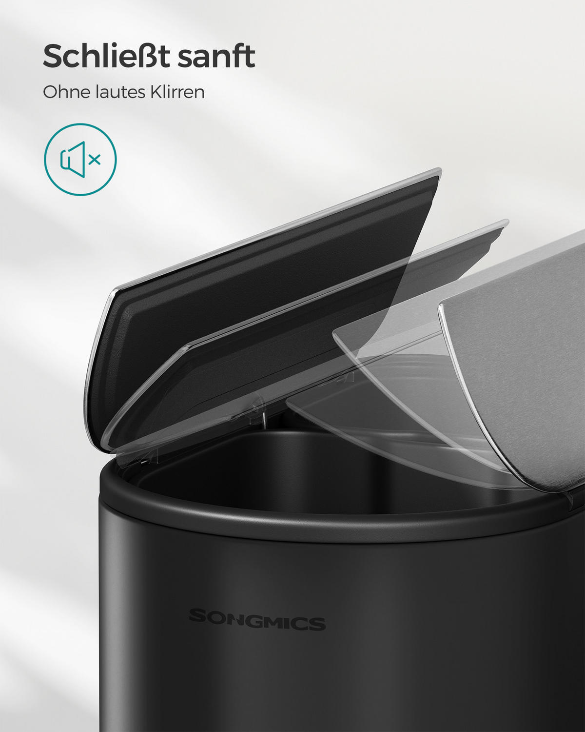 KÜCHEN-MÜLLEIMER Pod - Schwarz, Metall (29/64/54cm) - SONGMICS