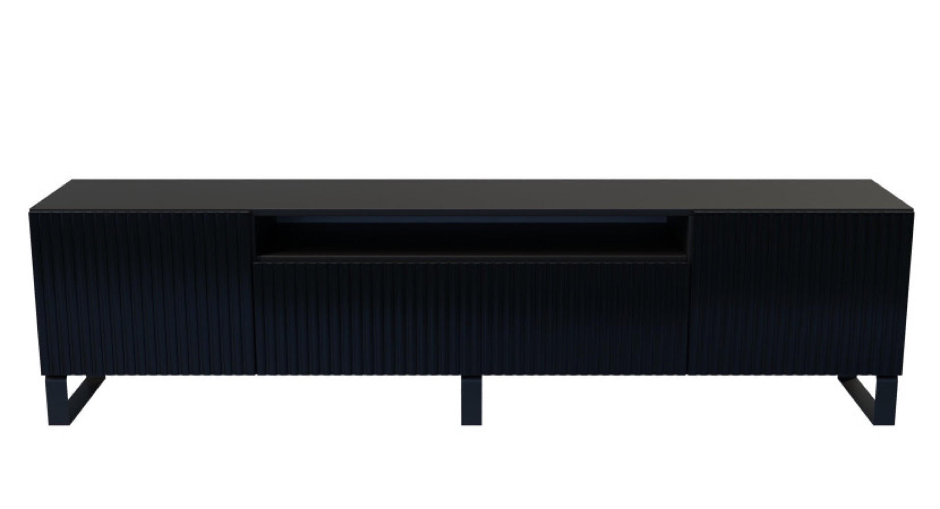 TV-LOWBOARD Schwarz MARCO Frezierte Fronten 200 cm - Schwarz, Holzwerkstoff (200/53/41cm) - Sepro Meble